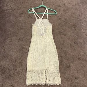 Lulus ivory lace midi dress criss cross back